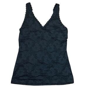 Cosabella x Evereve Black Sheer Stretch Lace V-Neck Camisole Size Large
